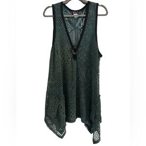 Lily By Firmiana Tunic Tank Top Crochet Plus 1X Whimsigoth Green & Black